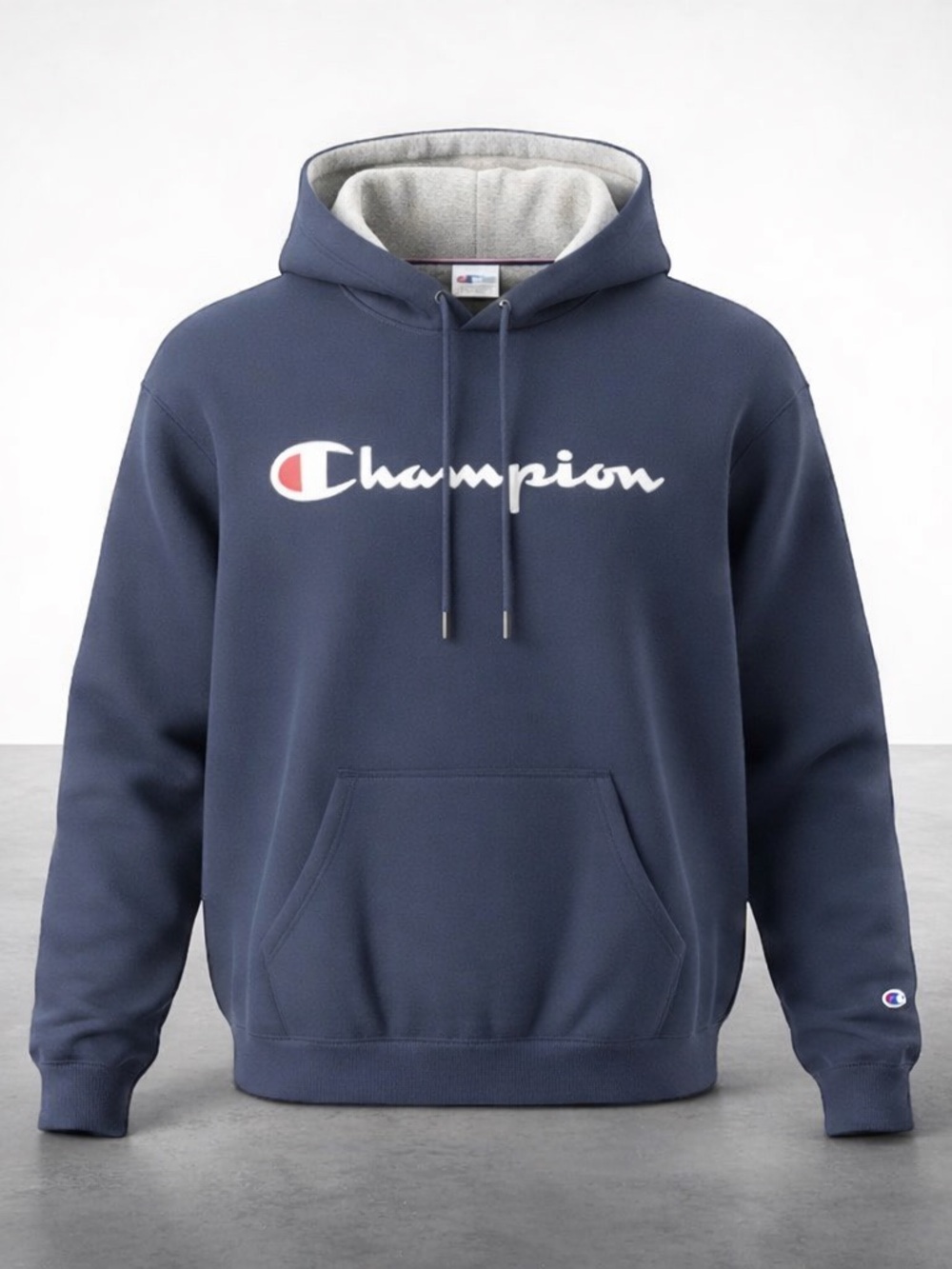 Champion Men’s Small Hoodie Navy Blue Pullover Logo Sweatshirt